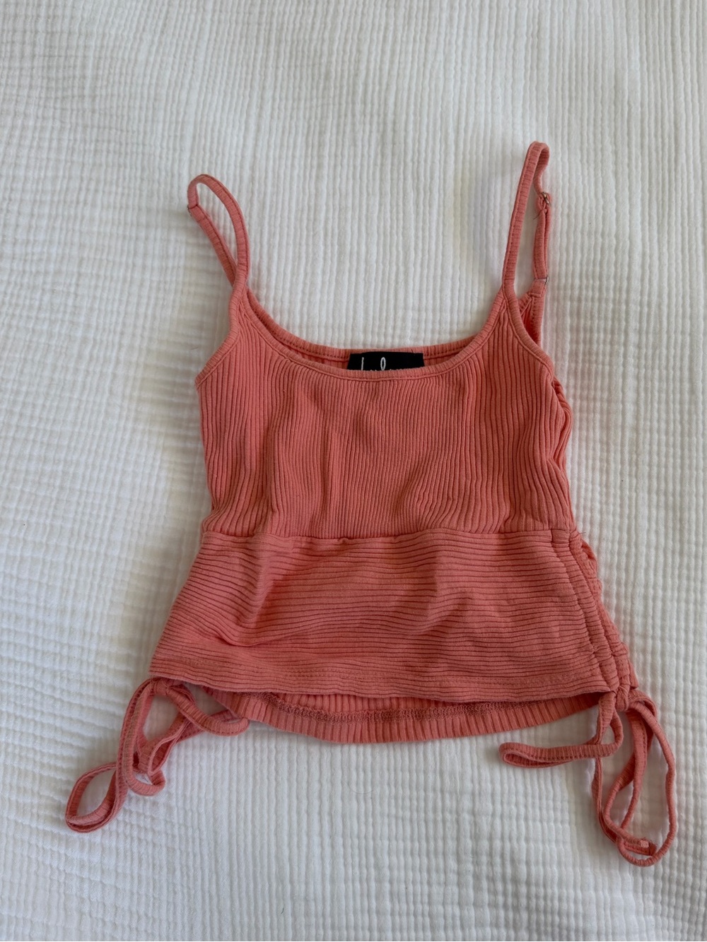 Lulu's Coral Ribbed Drawstring Cami